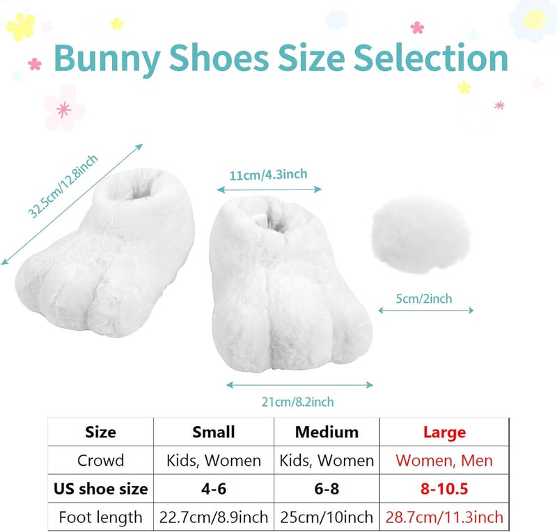 yeload Adults & Kids Rabbit Slippers, Unisex White Bunny Feet Shoes for Easter, Costume Party, Cosplay, Stage Performances - Image 2